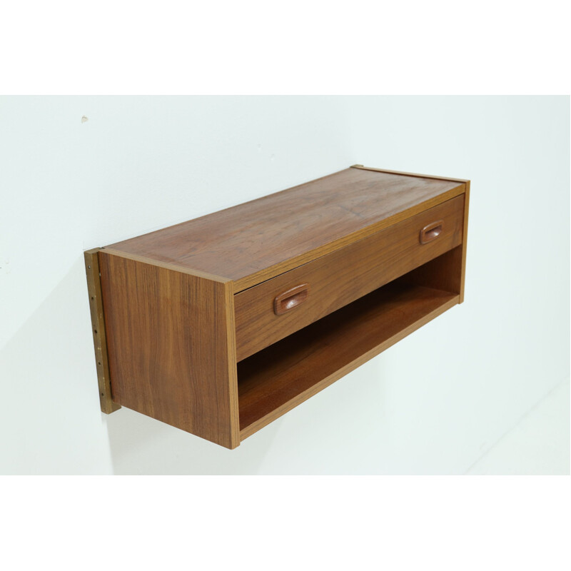 Vintage Teak Wall Mounted Drawer Cabinet 1960s