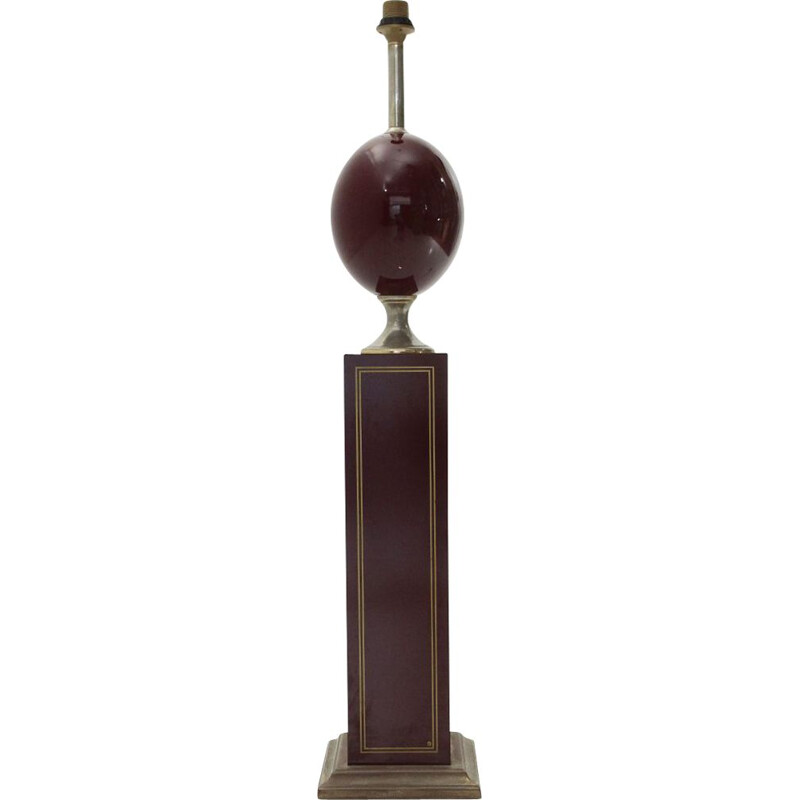 Vintage Floor lamp in brass and burgundy lacquered wood, 1970s