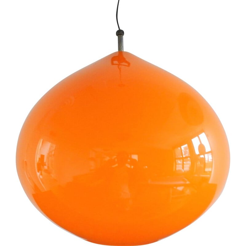 Large Vintage orange 'Onion' pendant lamp by Alessandro Pianon for Vistosi, Italy 1950s