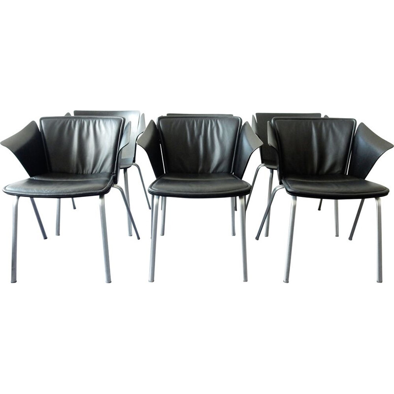 Conjunto de 6 poltronas Vico modelo "VM3" da Vico Magistretti para Fritz Hansen 1990