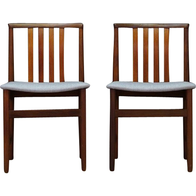 Paire de chaises vintage grises en teck scandinave 1970