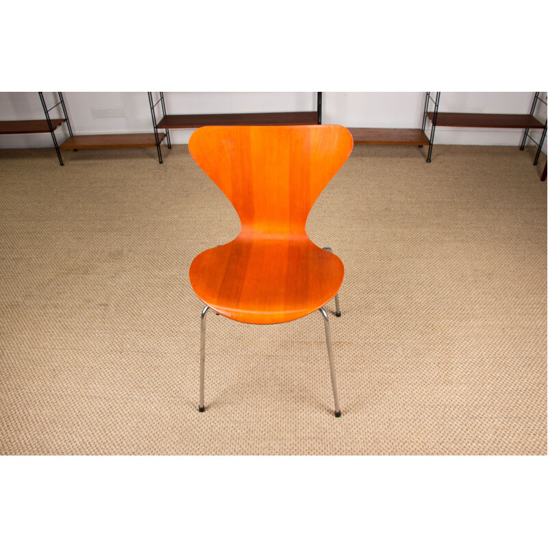 Conjunto de 4 sillas vintage de la serie 7 en teca de Arne Jacobsen para Fritz Hansen 1978