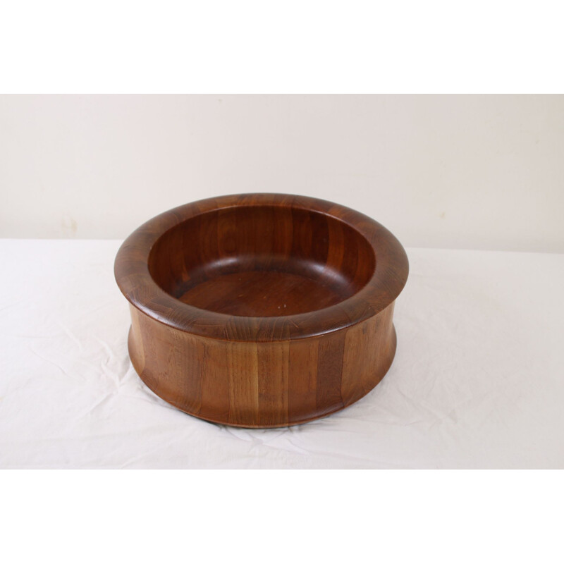 Vintage Wooden round Danish teak wooden bowl, brand Digsmed