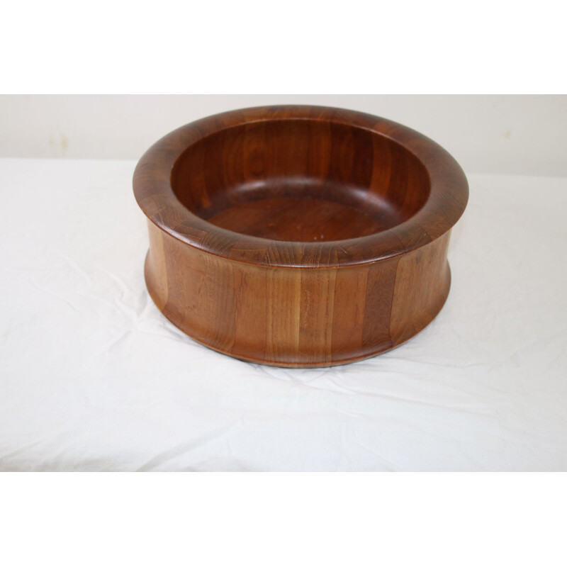 Vintage Wooden round Danish teak wooden bowl, brand Digsmed