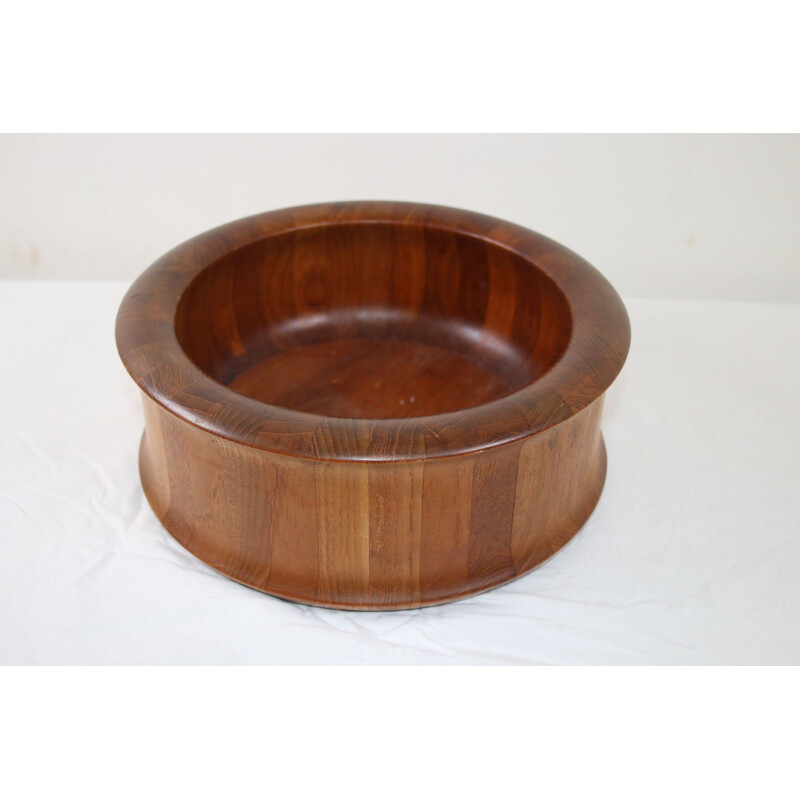 Vintage Wooden round Danish teak wooden bowl, brand Digsmed