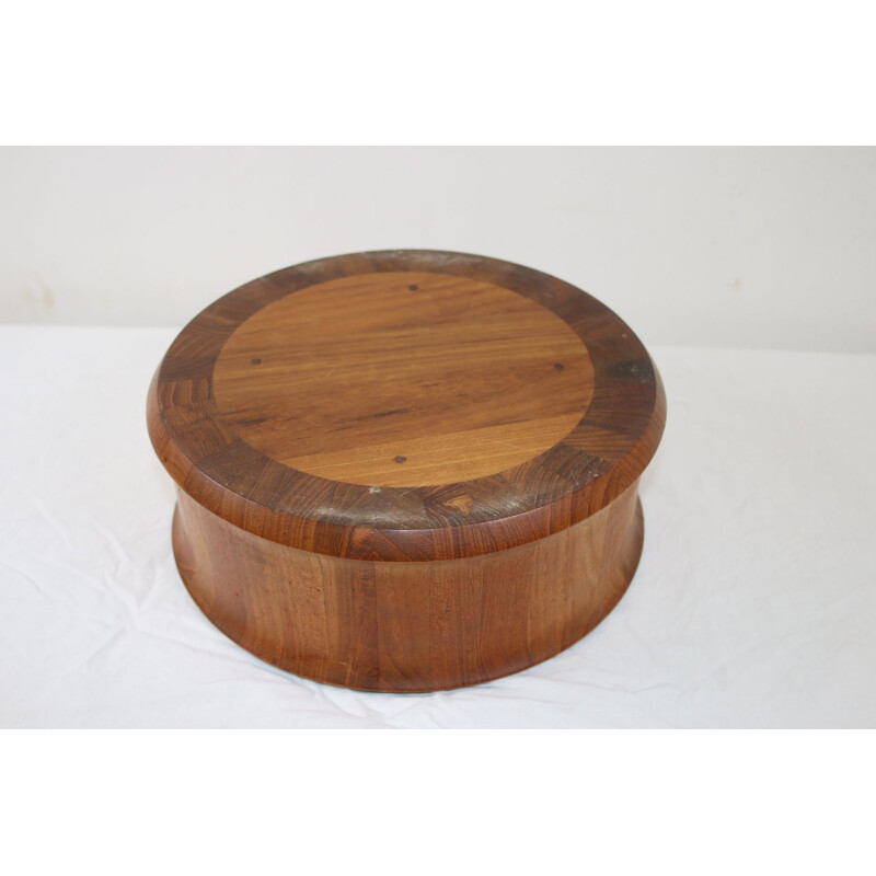 Vintage Wooden round Danish teak wooden bowl, brand Digsmed