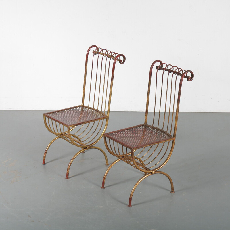 Pair of vintage Side Chairs by S. Salvadori, Italy 1950