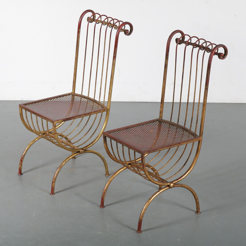 Pair of vintage Side Chairs by S. Salvadori, Italy 1950