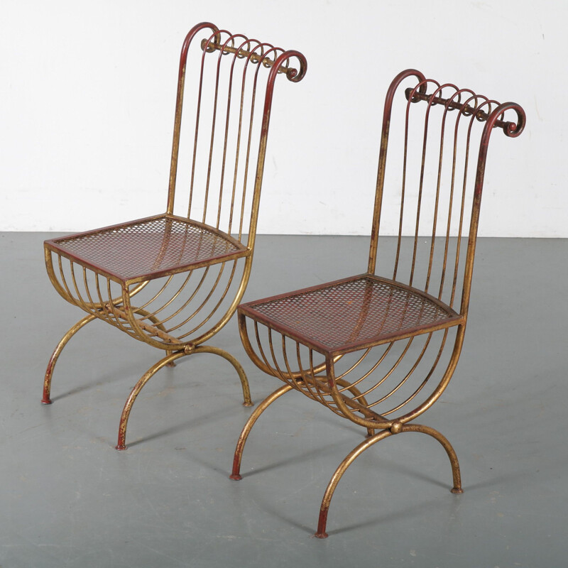 Paire de chaises d'appoint vintage par S. Salvadori, Italie 1950