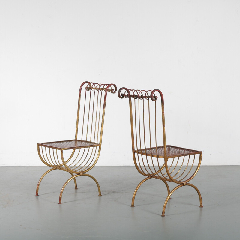 Pair of vintage Side Chairs by S. Salvadori, Italy 1950