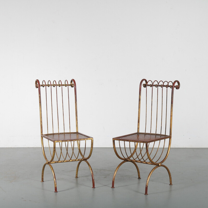 Pair of vintage Side Chairs by S. Salvadori, Italy 1950