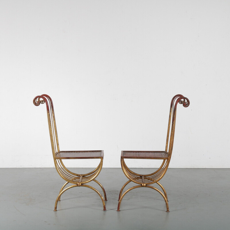 Pair of vintage Side Chairs by S. Salvadori, Italy 1950