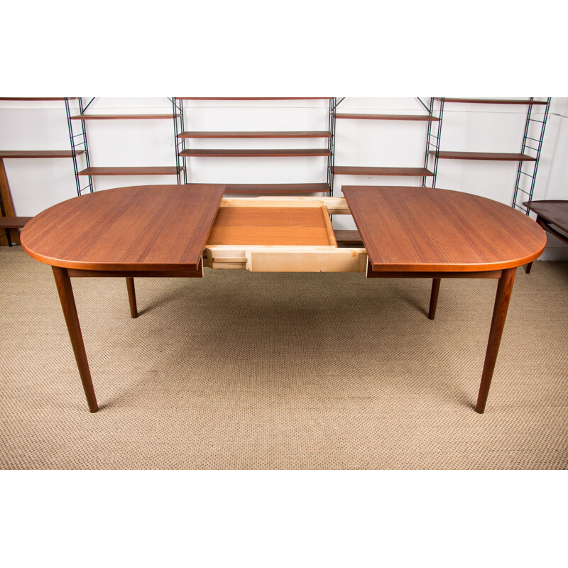 Large vintage oval Swedish dining table by Nils Jonsson for Troeds Suédoise 1960
