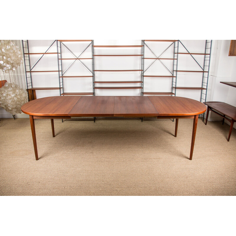Large vintage oval Swedish dining table by Nils Jonsson for Troeds Suédoise 1960