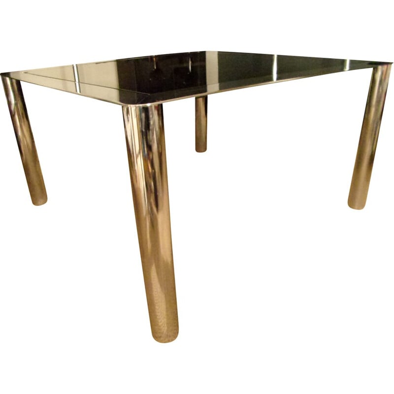 Table à repas en métal chromé et verre Cinova, S. MAZZA & G. GRAMIGNA - 1969