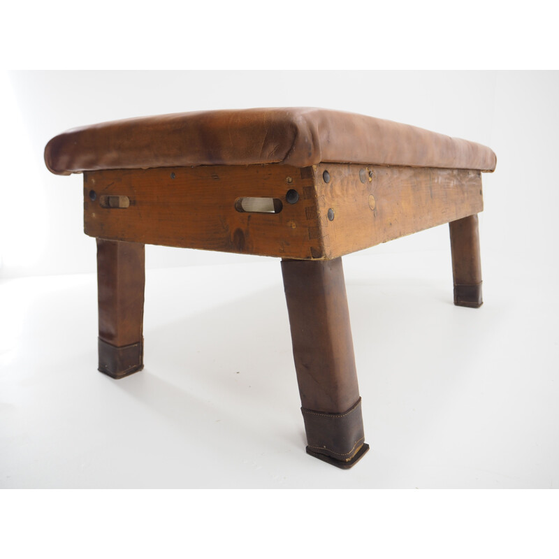 Vintage Industrial leather gymnastic bench seat