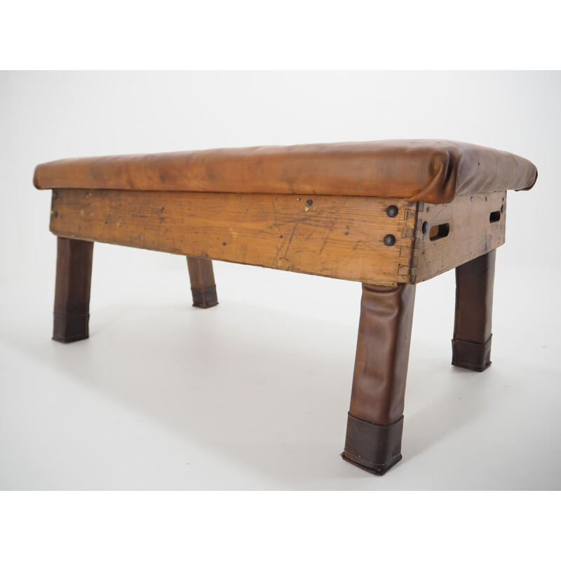 Vintage Industrial leather gymnastic bench seat