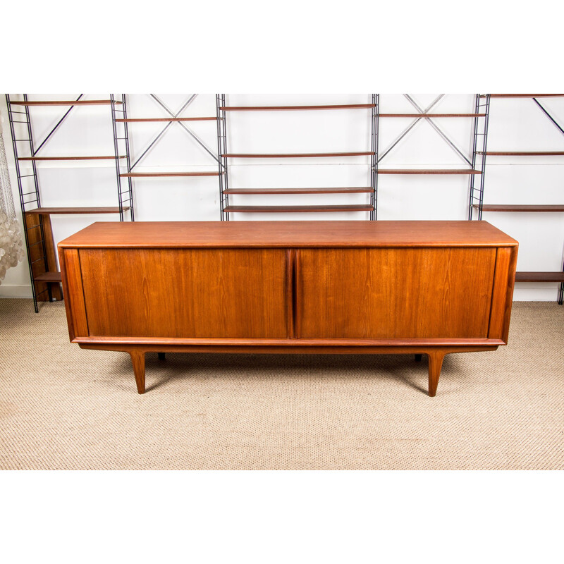 Vintage Teak Sideboard with Curtain Doors by Bernhard Pedersen Danish 1960