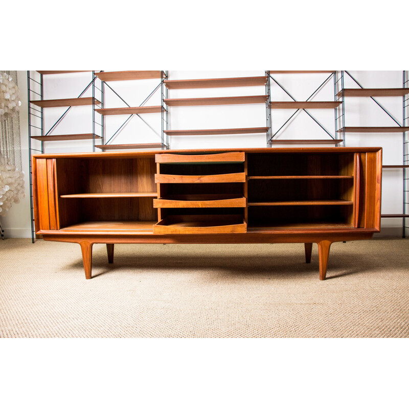 Vintage Teak Sideboard with Curtain Doors by Bernhard Pedersen Danish 1960