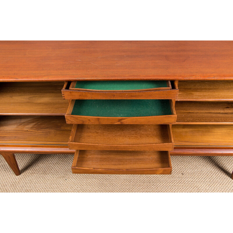 Vintage Teak Sideboard with Curtain Doors by Bernhard Pedersen Danish 1960