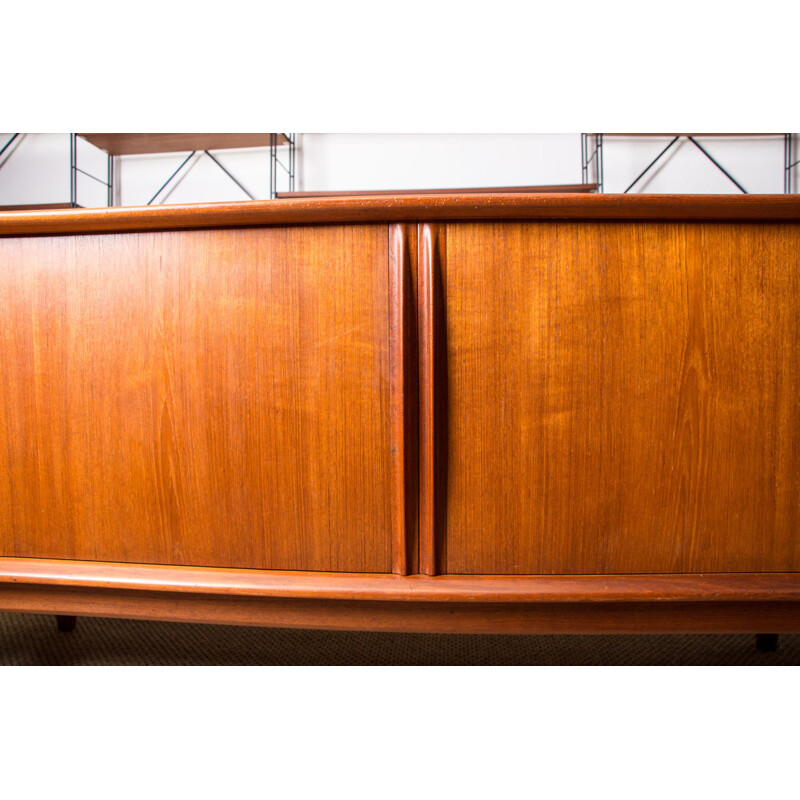 Vintage Teak Sideboard with Curtain Doors by Bernhard Pedersen Danish 1960