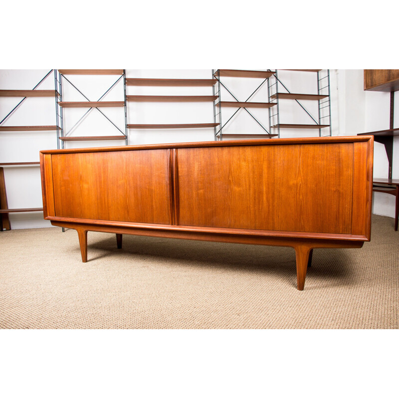 Vintage Teak Sideboard with Curtain Doors by Bernhard Pedersen Danish 1960