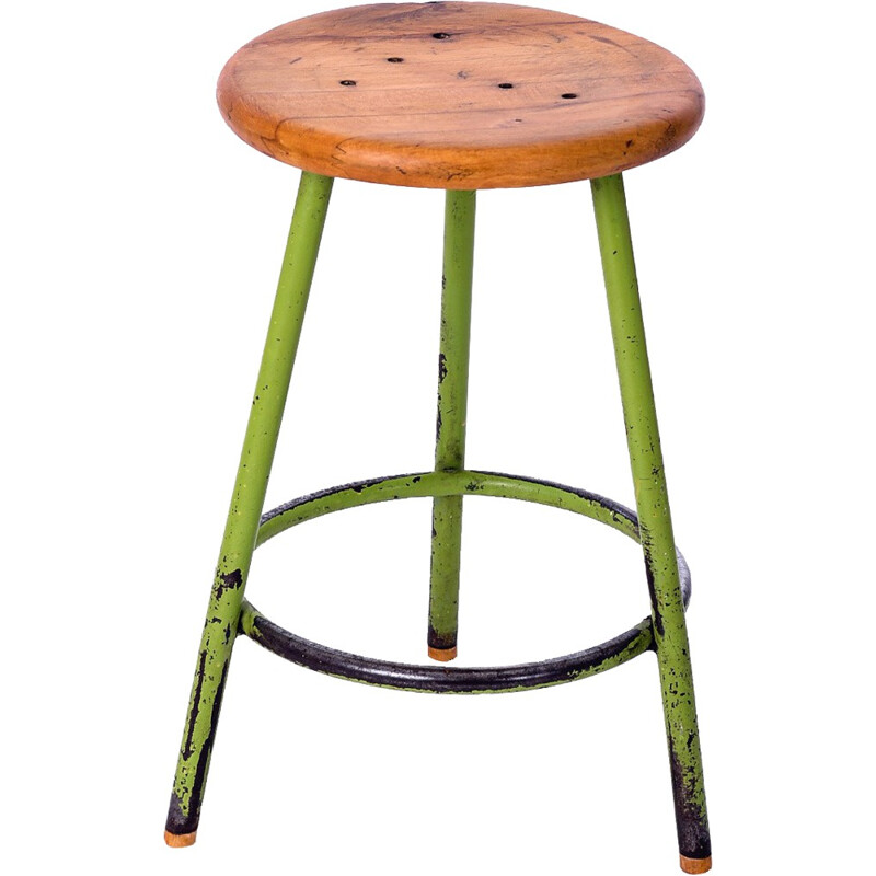 Green industrial stool - 1950s 