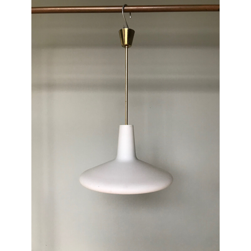 Vintage opaline suspension lamp 1950