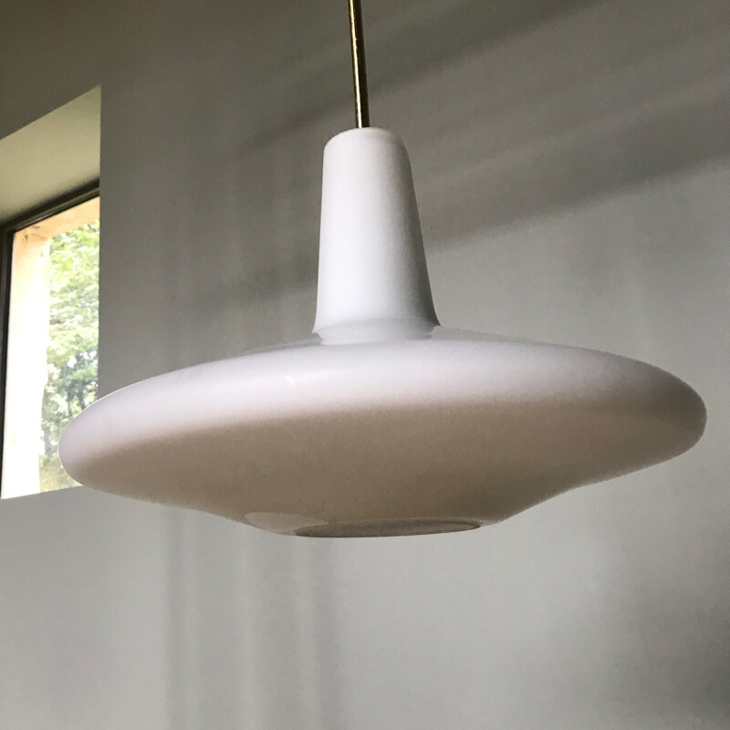 Vintage opaline suspension lamp 1950