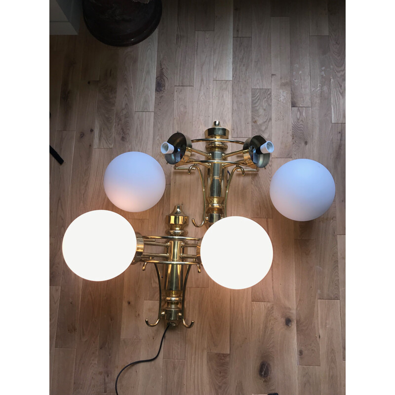 Pair of Bistro style vintage wall lights