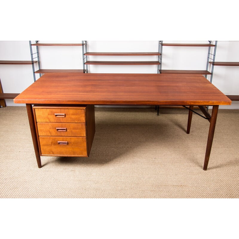 Large vintage teak desk by Kempkes Dutch Formula Meubelen 1960