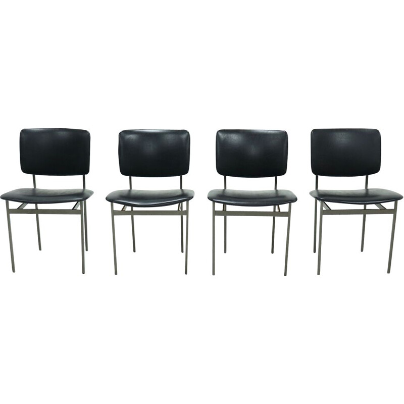 Conjunto de 4 cadeiras de metal vintage e skai 1960