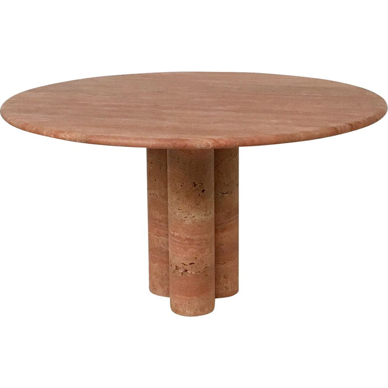 Vintage Red travertine dining table by Mario Bellini
