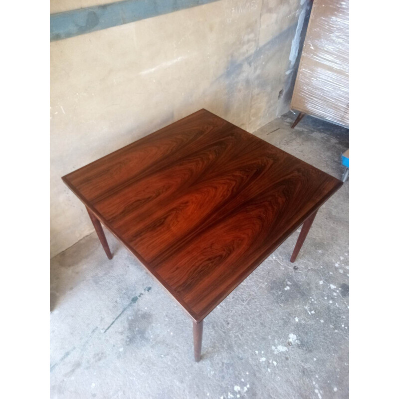 Table carré vintage en palissandre de rio
