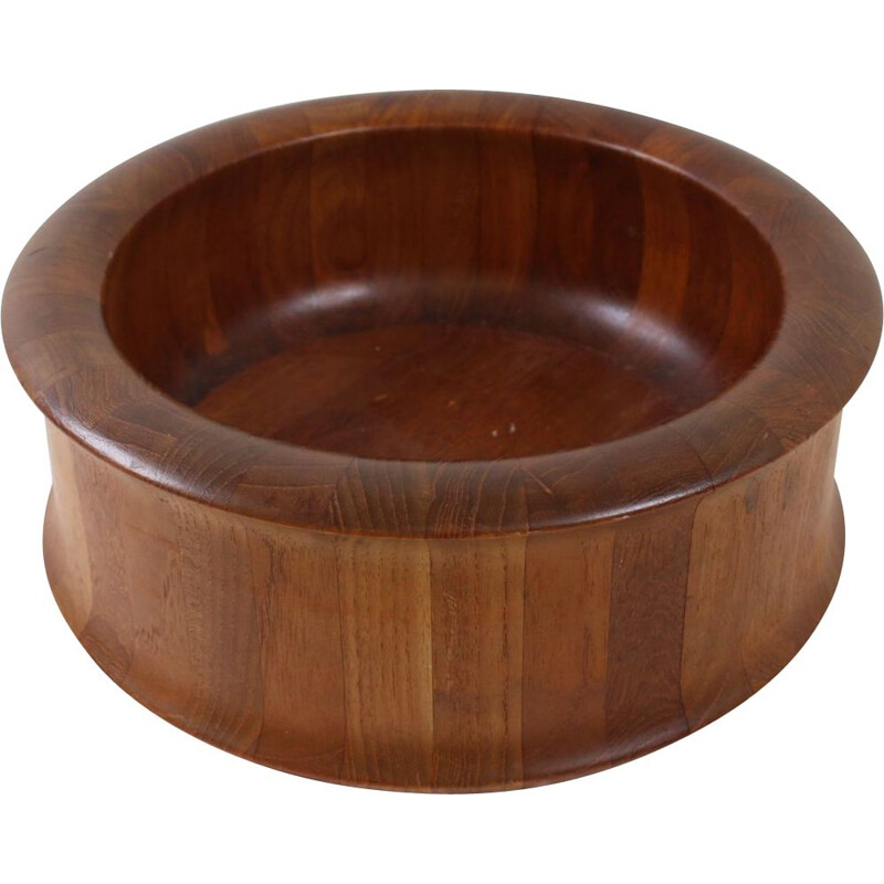 Vintage Wooden round Danish teak wooden bowl, brand Digsmed