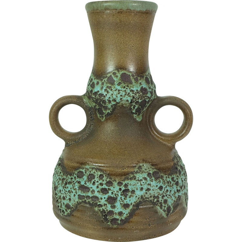 Vase allemand Duemler & Breiden vert et marron en ceramique - 1960