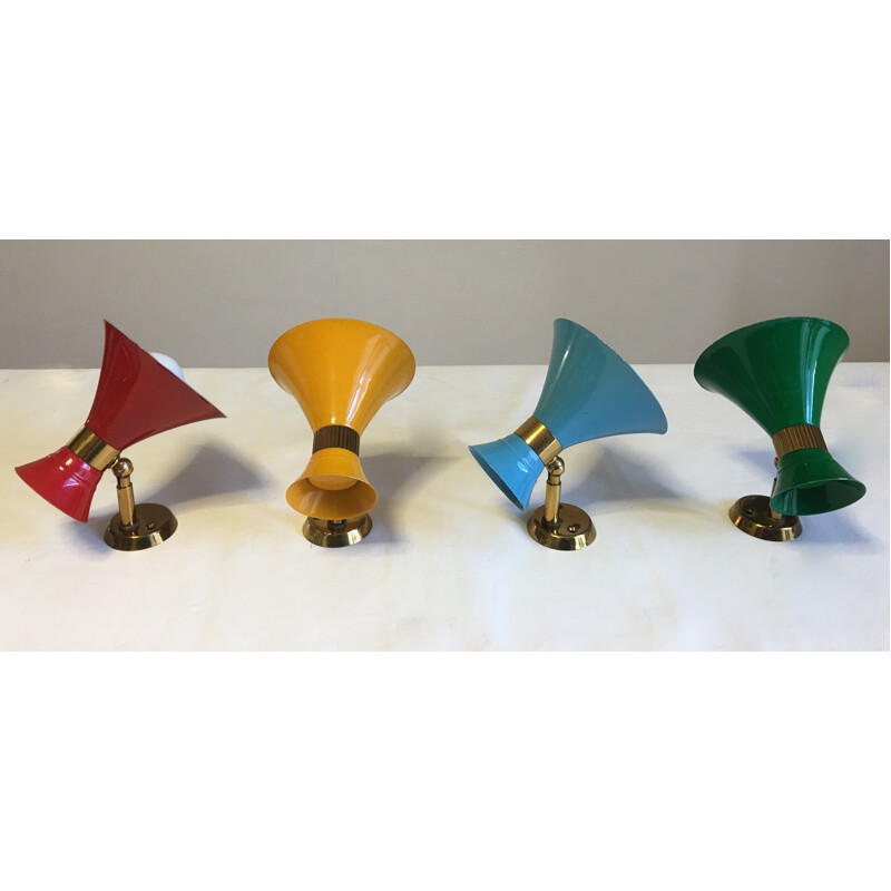Four Italian mid-century wall lamps in metal - 1950s