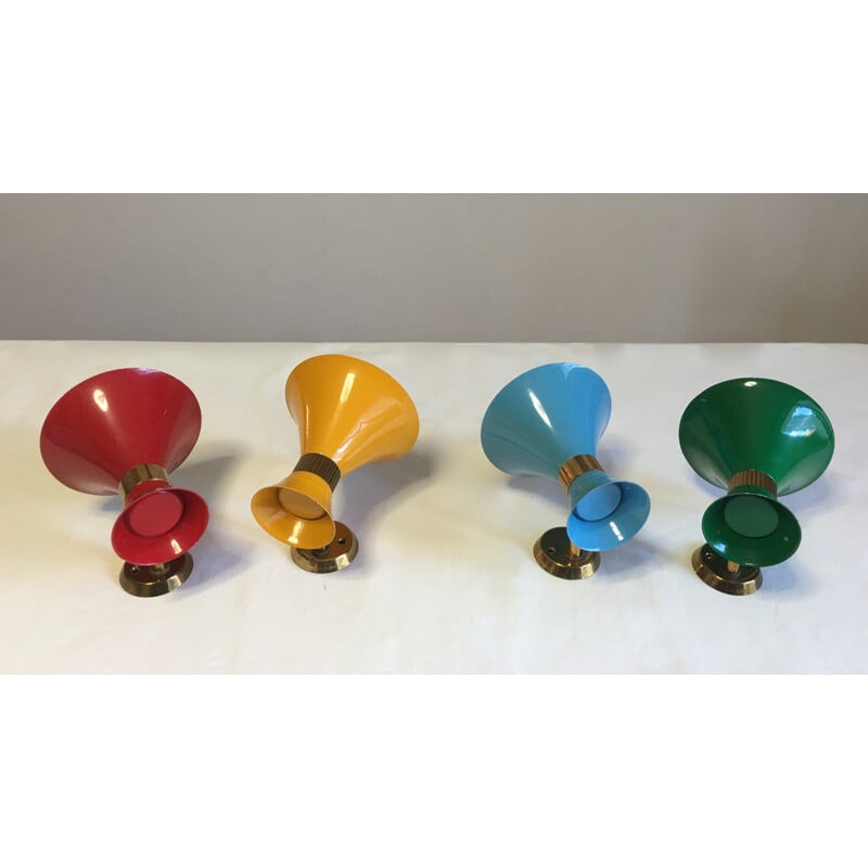 Four Italian mid-century wall lamps in metal - 1950s
