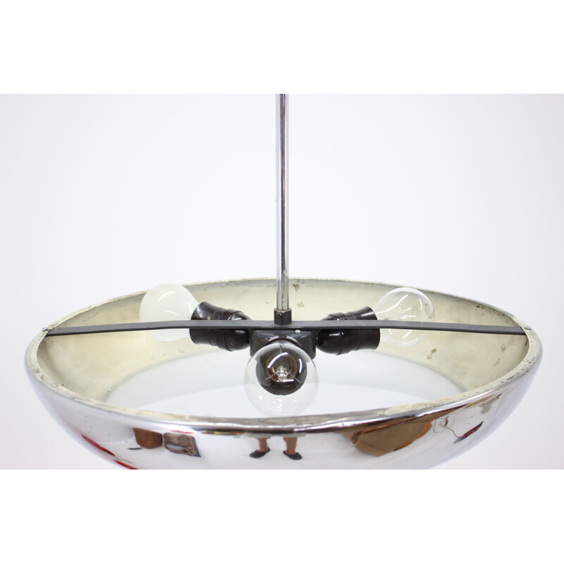 Vintage Functionalist Chrome Pendant  UFO by Josef Hurka for Napako,1930s