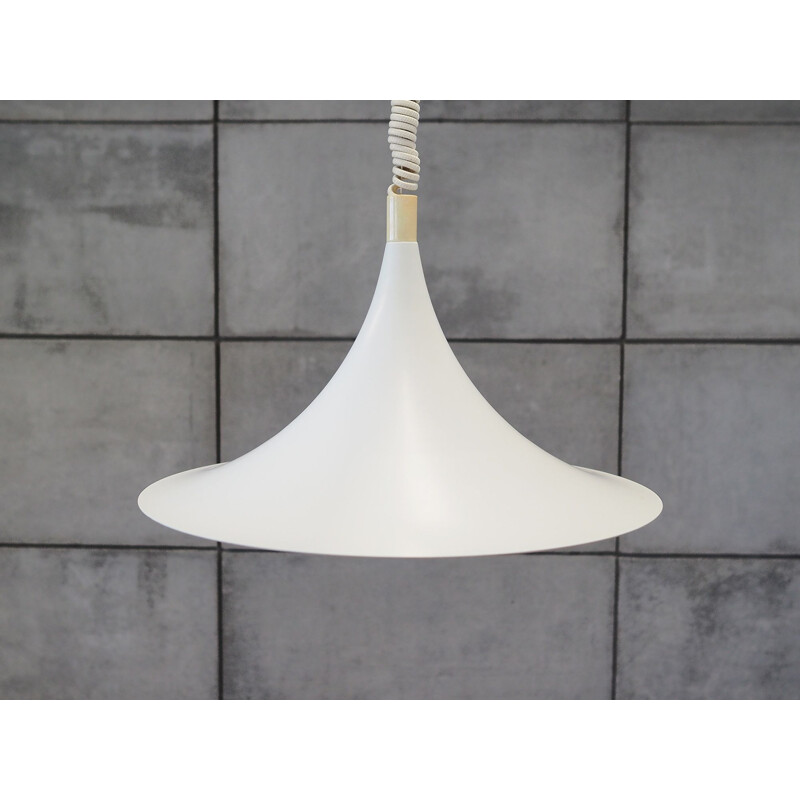 Mid century Pendant lamp metal in white Scandinavian 1960	