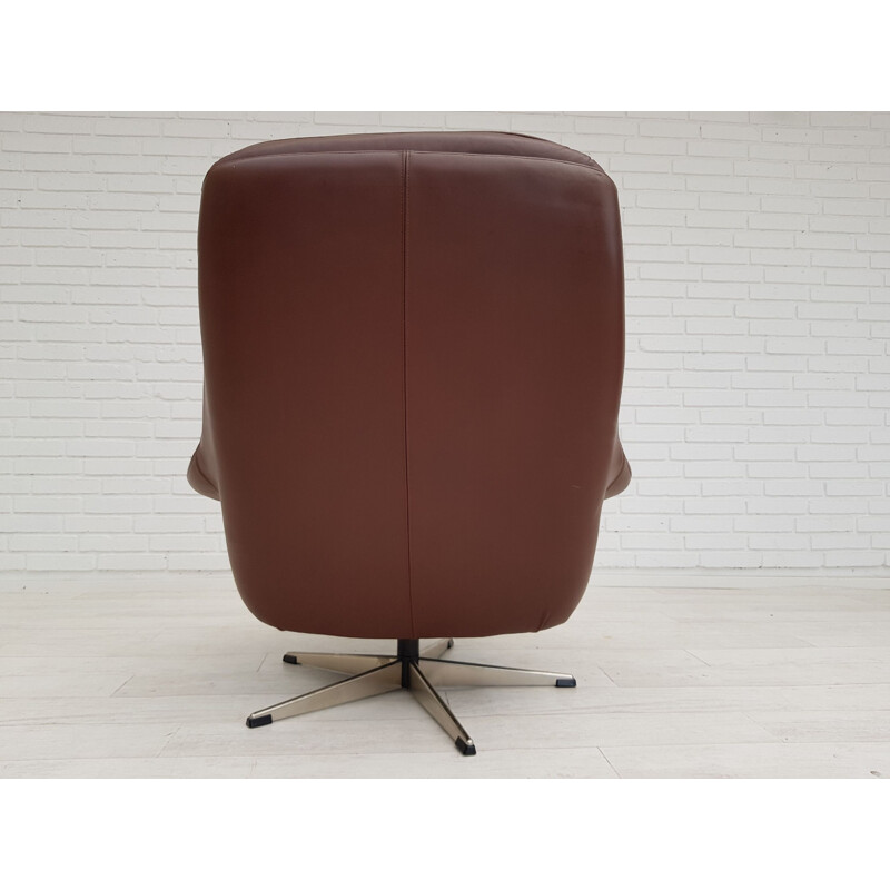 Fauteuil pivotant vintage en cuir rembourré Danois 1970