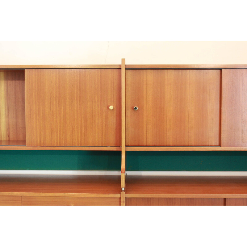 Vintage Big Scandinavian Sideboard in Teak Wood And Brass Swedish 1950s