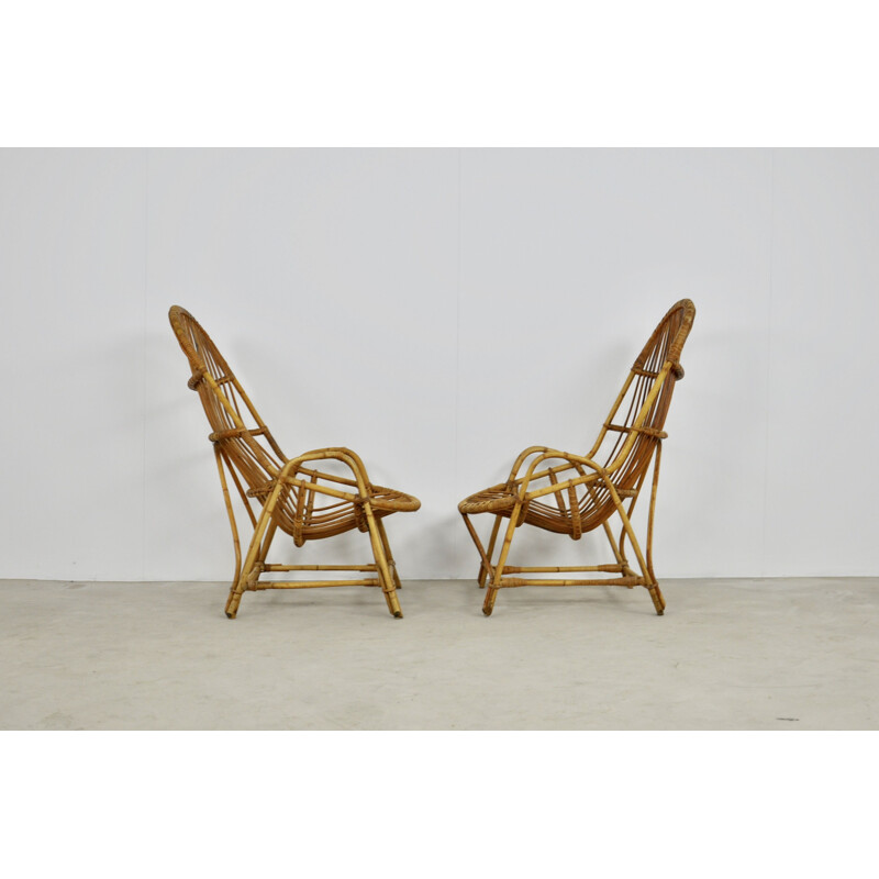 Pair of Vintage rattan armchairs 1960