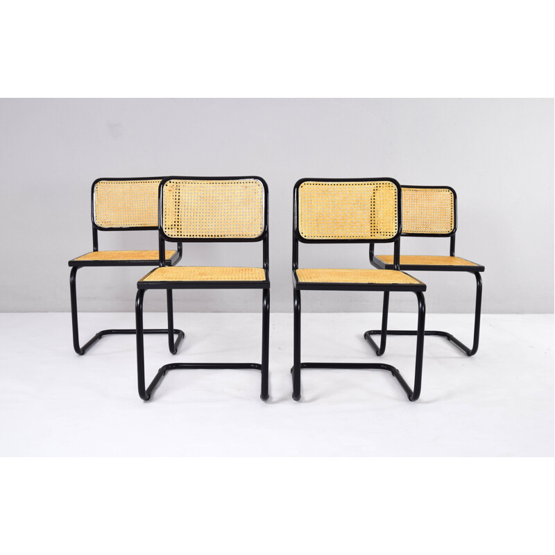 Set of 4 Black Mid-Century Chair B32  Marcel Breuer Cesca Italy 1970s