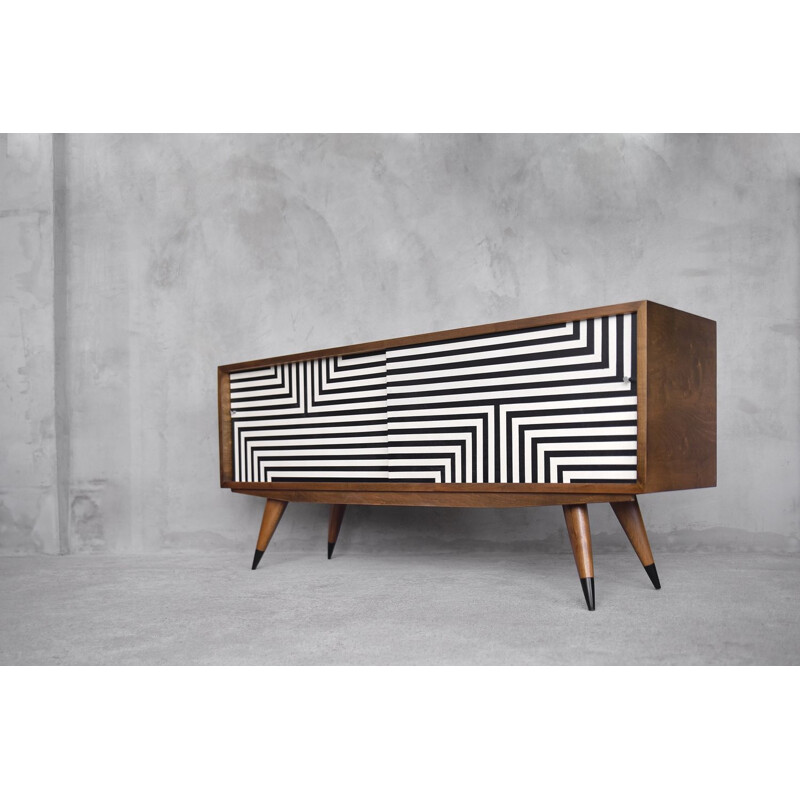 Mid-Century Sideboard with Hand-Painted Pattern,Scandinavian 1960s