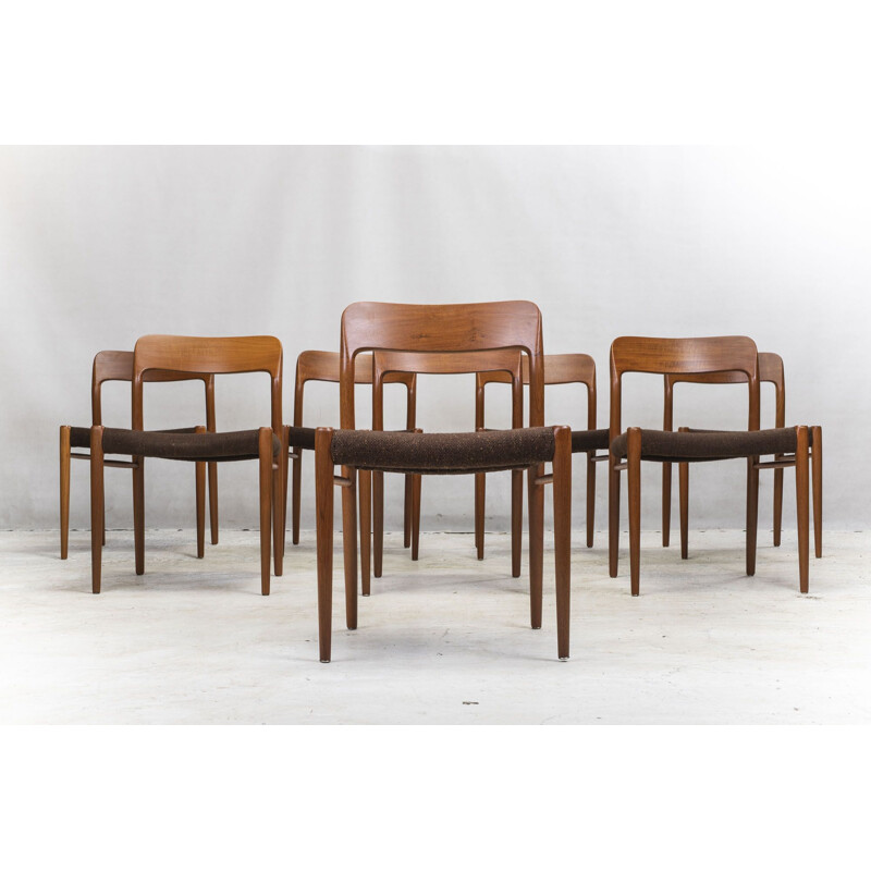 Set of 8 Danish Model 75 Dining Teak Chairs by Niels Otto Møller for JL Møllers 1970s
