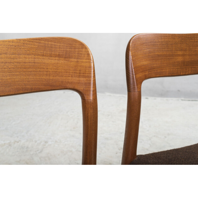 Set of 8 Danish Model 75 Dining Teak Chairs by Niels Otto Møller for JL Møllers 1970s