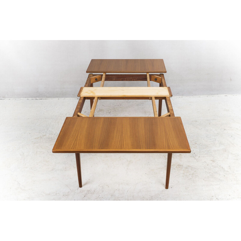 Mesa de comedor vintage de teca extensible modelo 254 de Niels Otto Møller para JL Møllers Danés 1950