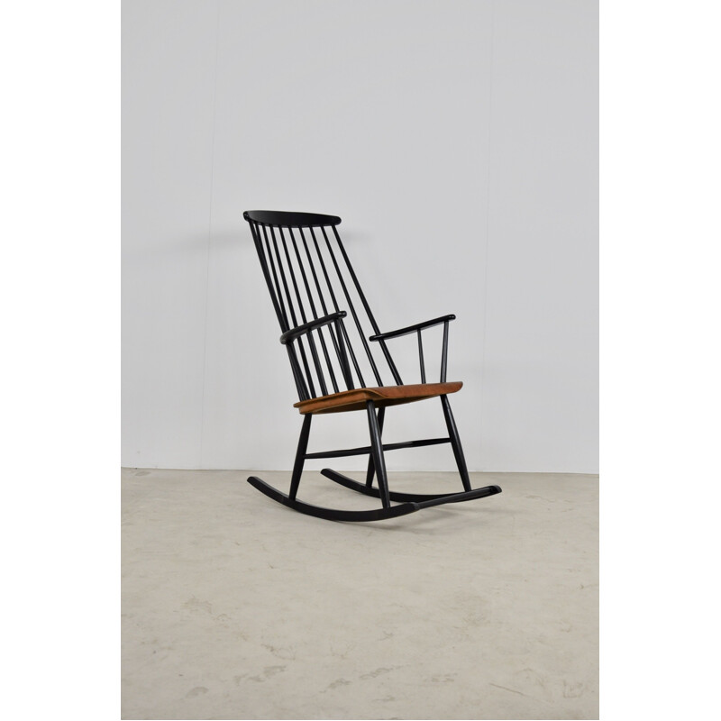 Vintage black Rocking Chair for Ilmari Tapiovaara 1950