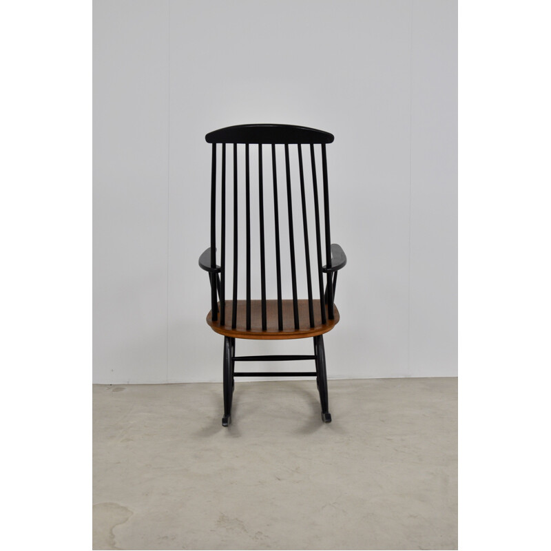 Rocking Chair vintage noir pour Ilmari Tapiovaara 1950